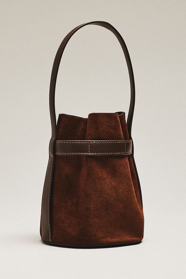 By Anthropologie Faux Suede Buckle Bucket Bag #1