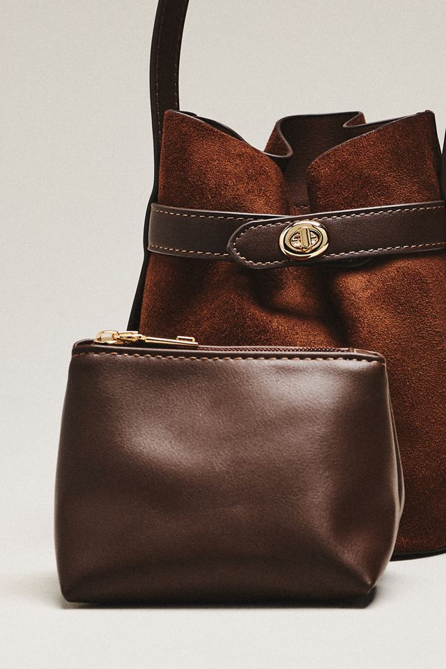 By Anthropologie Faux Suede Buckle Bucket Bag #2