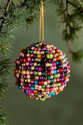 Colorful Beaded Globe Ornament