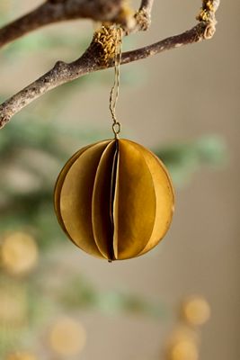 Dimensional Brass Globe Ornament