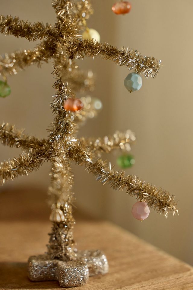 Miniature Tinsel + Bead Tree #1