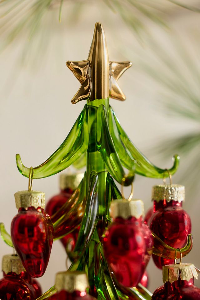 Heart Ornaments Glass Tabletop Tree #1