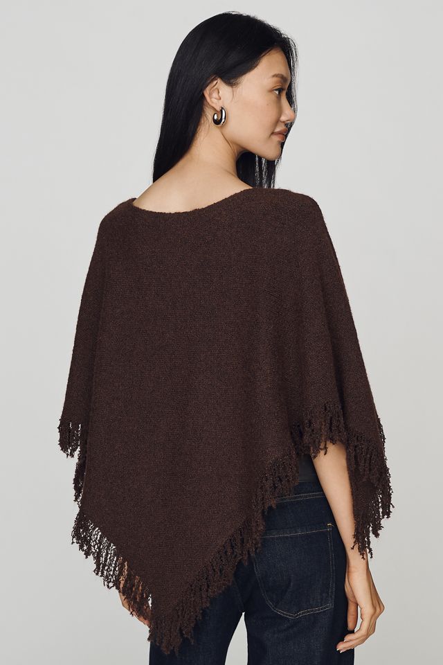 By Anthropologie Knit Fringe Triangle Poncho #4