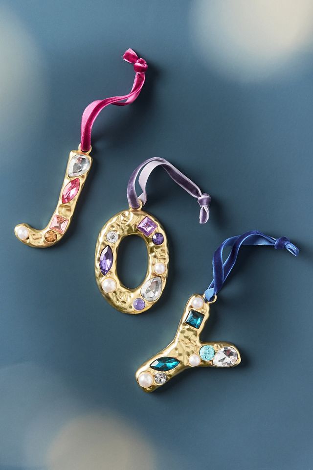 Gold Jeweled Monogram Ornament #1