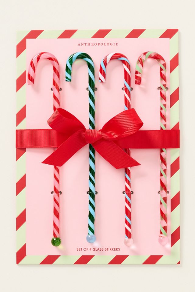 Glass Candy Cane Cocktail Stirrers, Set of 4 #2