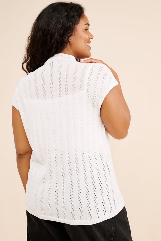 Eloquii Sheer Stripe Sweater #1