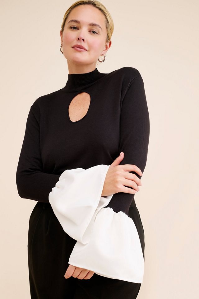 Eloquii Key Hole Button Sweater #2