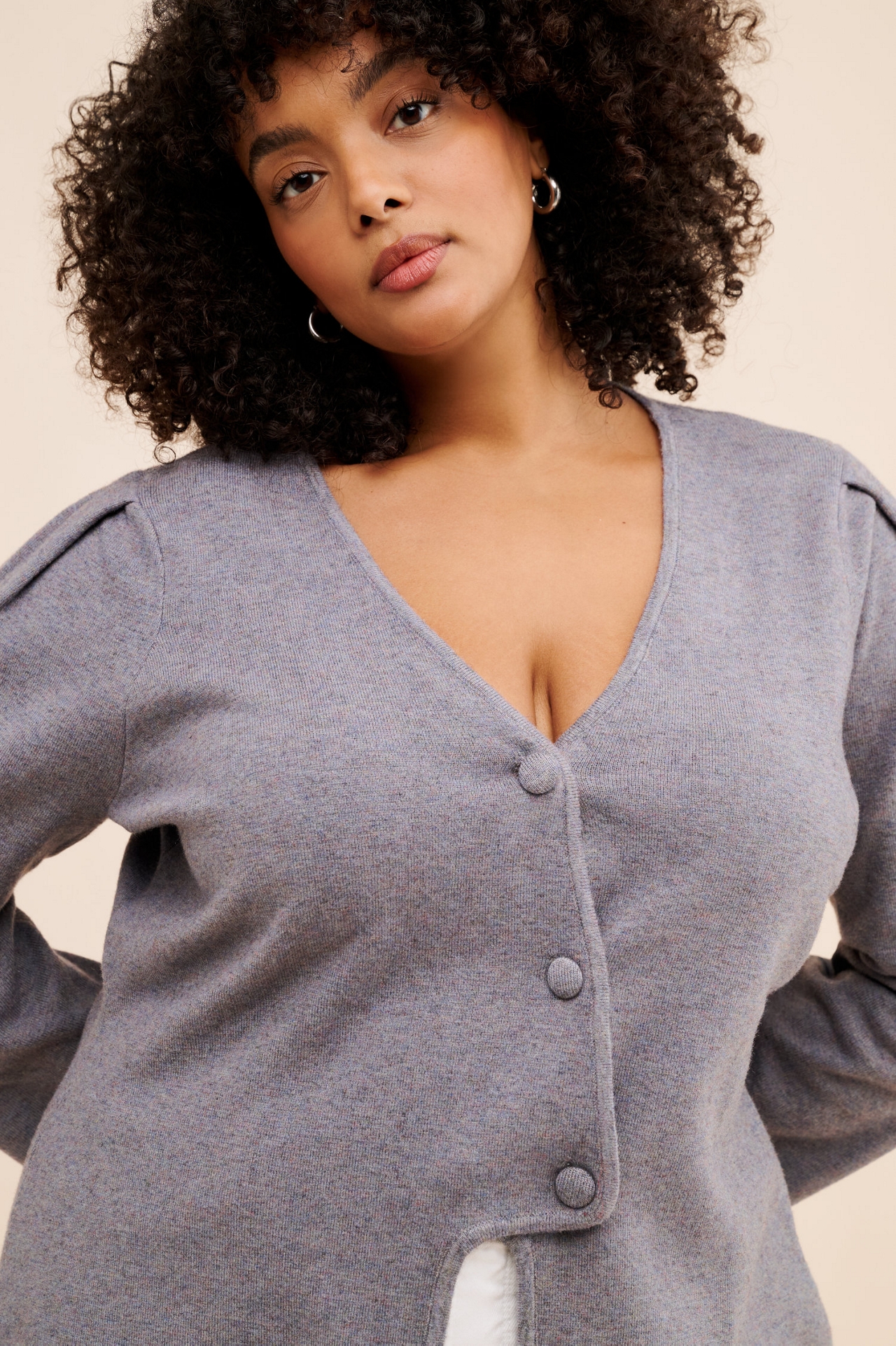Eloquii Cut-Out Hem Structured Cardigan