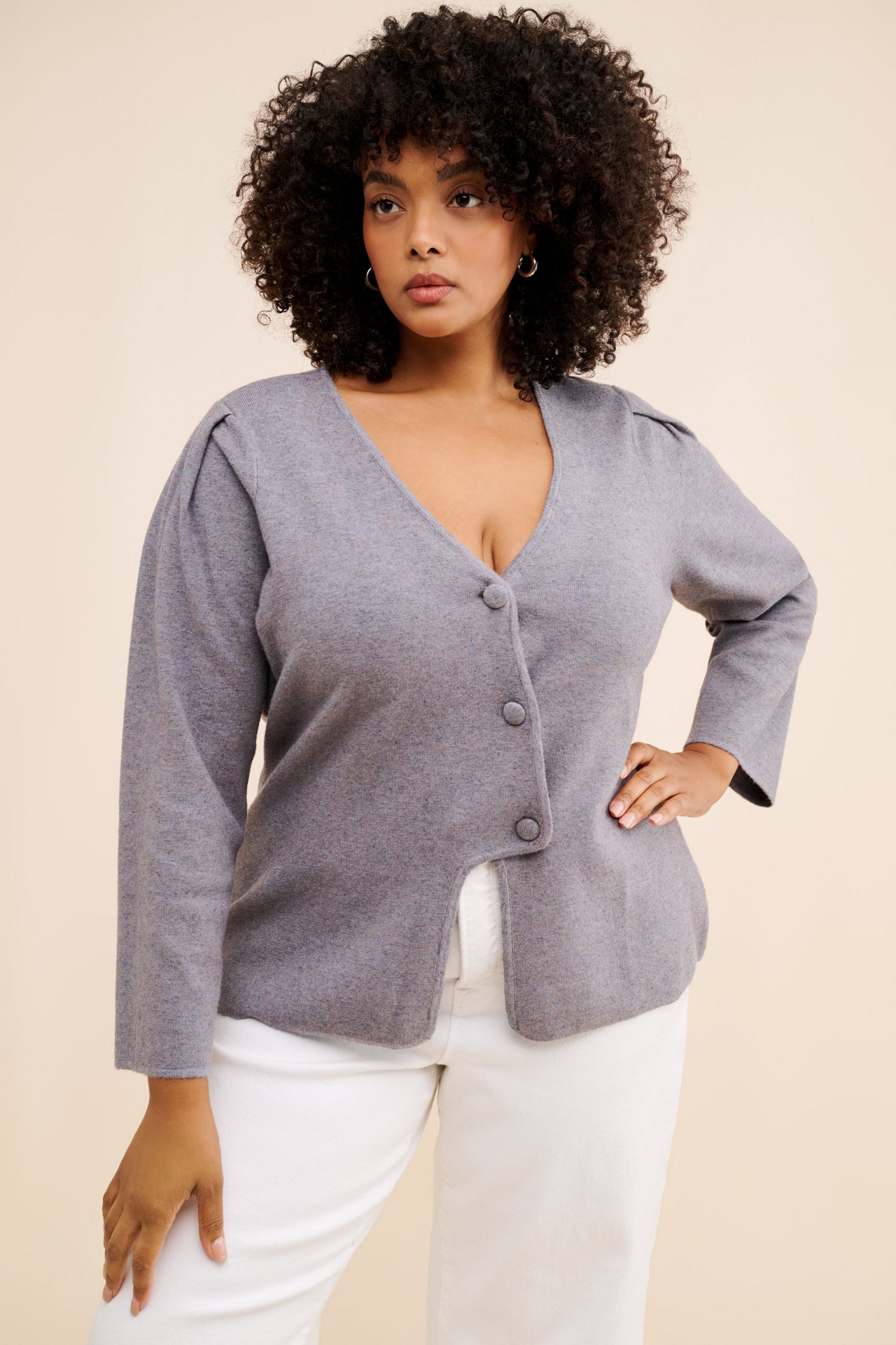 Eloquii Cut-Out Hem Structured Cardigan