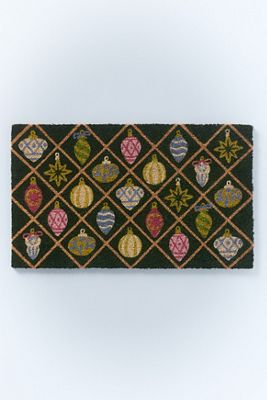 Ornament Grid Coir Printed Doormat