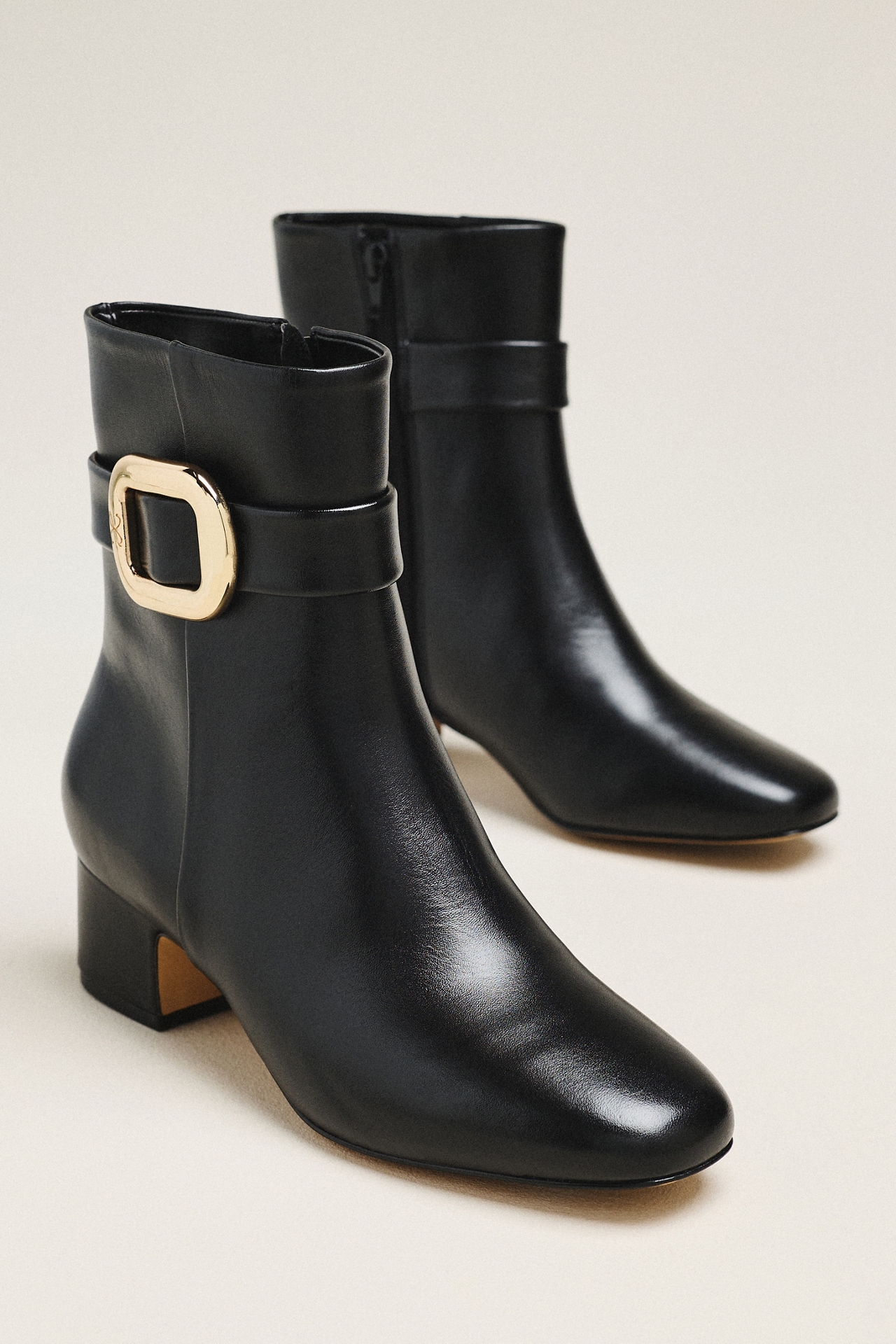 Maeve Buckle Block-Heel Boots