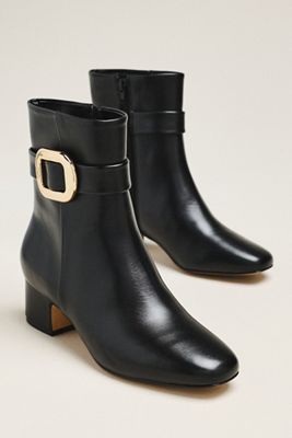 Maeve Buckle Block-Heel Boots