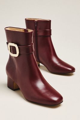 Maeve Buckle Block-Heel Boots