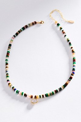 Beaded Shell Pendant Necklace