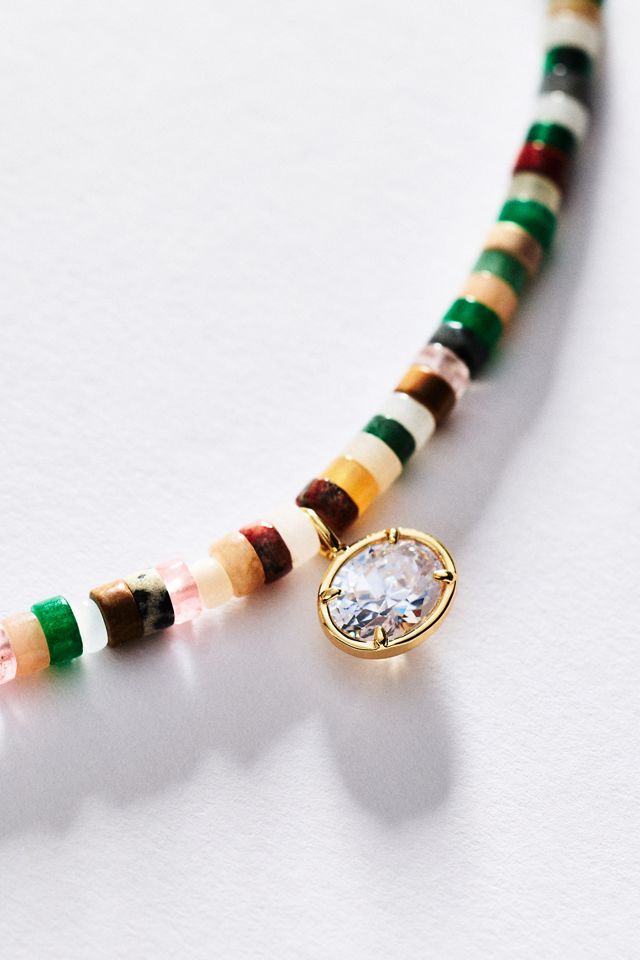 Beaded Shell Pendant Necklace #1