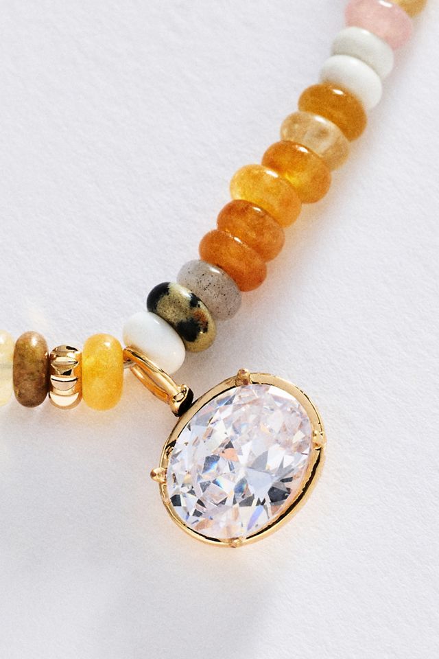 Beaded Shell Pendant Necklace #3