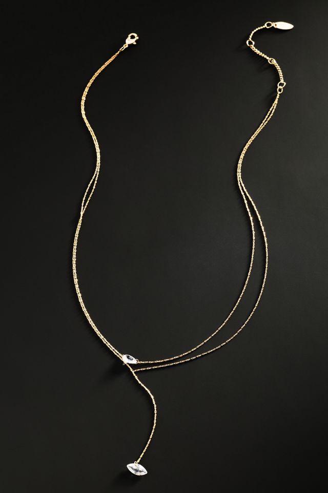 By Anthropologie Demi-Fine Delicate Layered Lariat Necklace #1