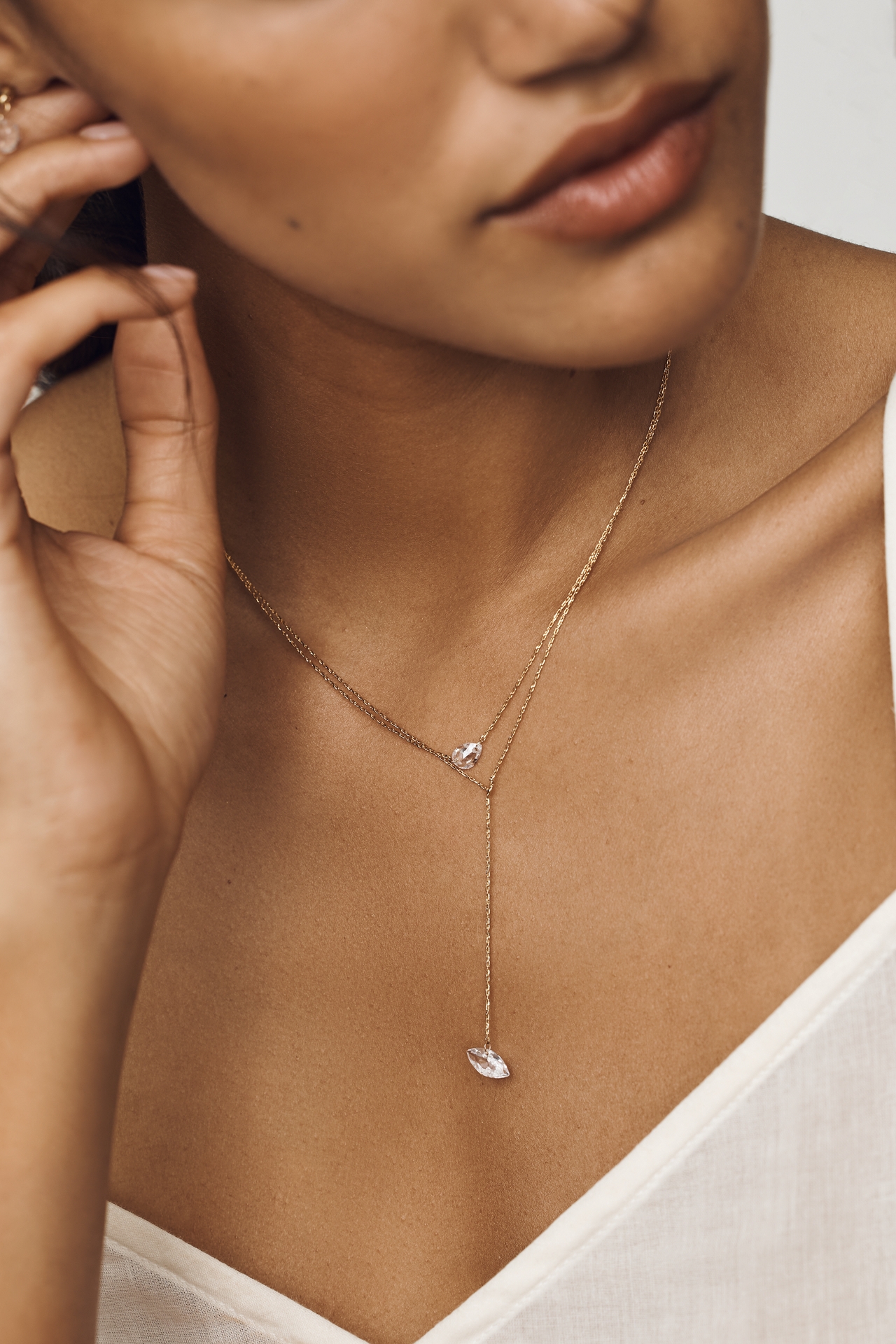 By Anthropologie Demi-Fine Delicate Layered Lariat Necklace