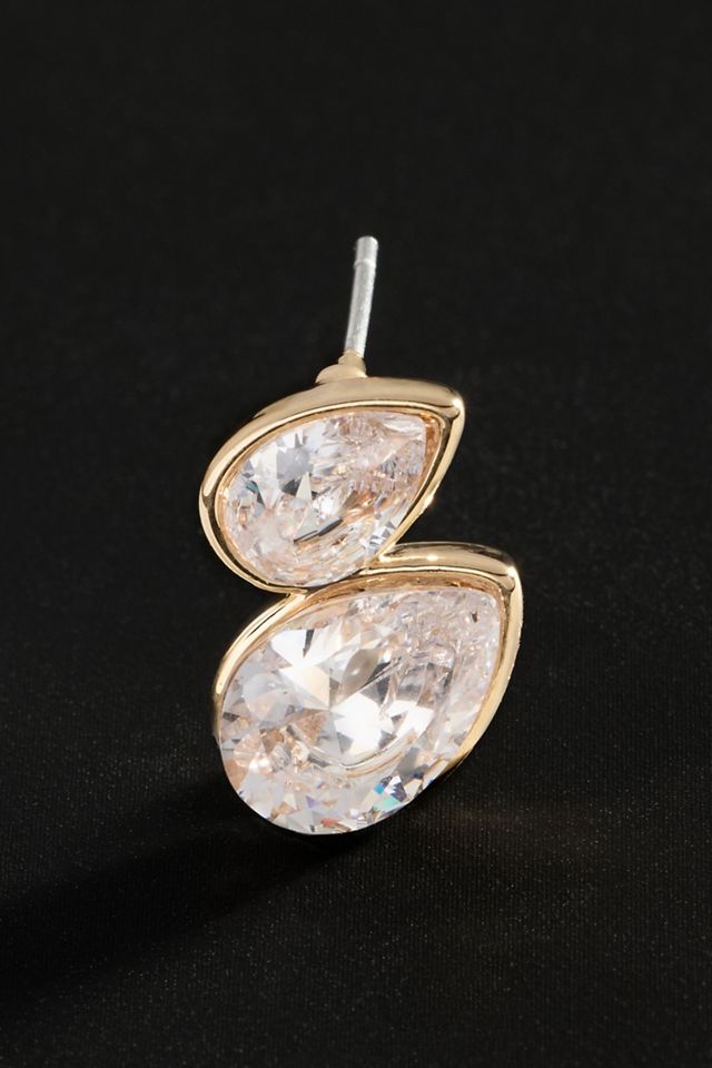 By Anthropologie Demi-Fine Crystal Pear Duet Earrings #3