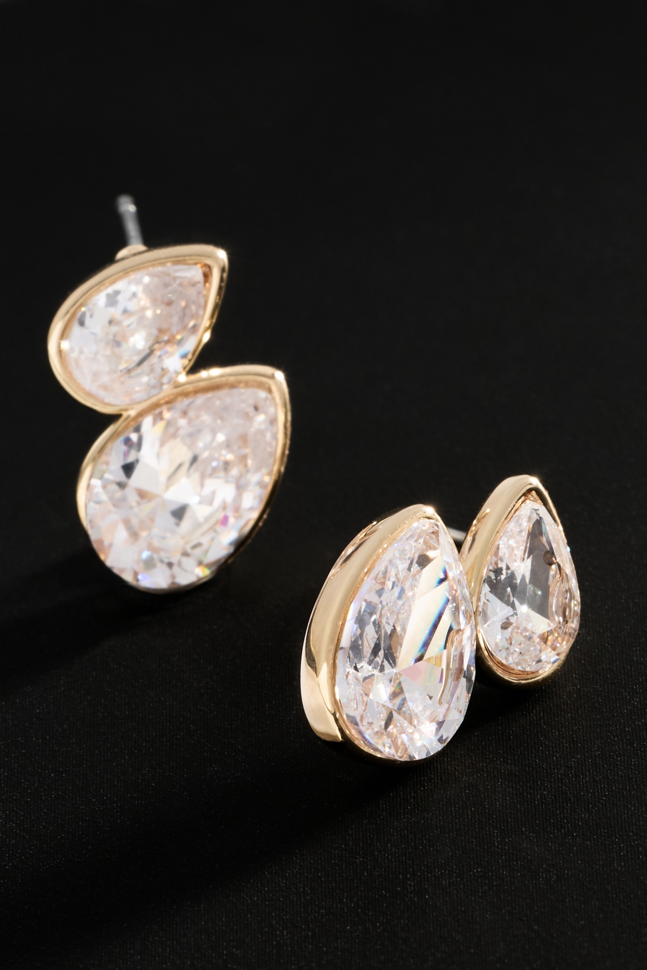 By Anthropologie Demi-Fine Crystal Pear Duet Earrings