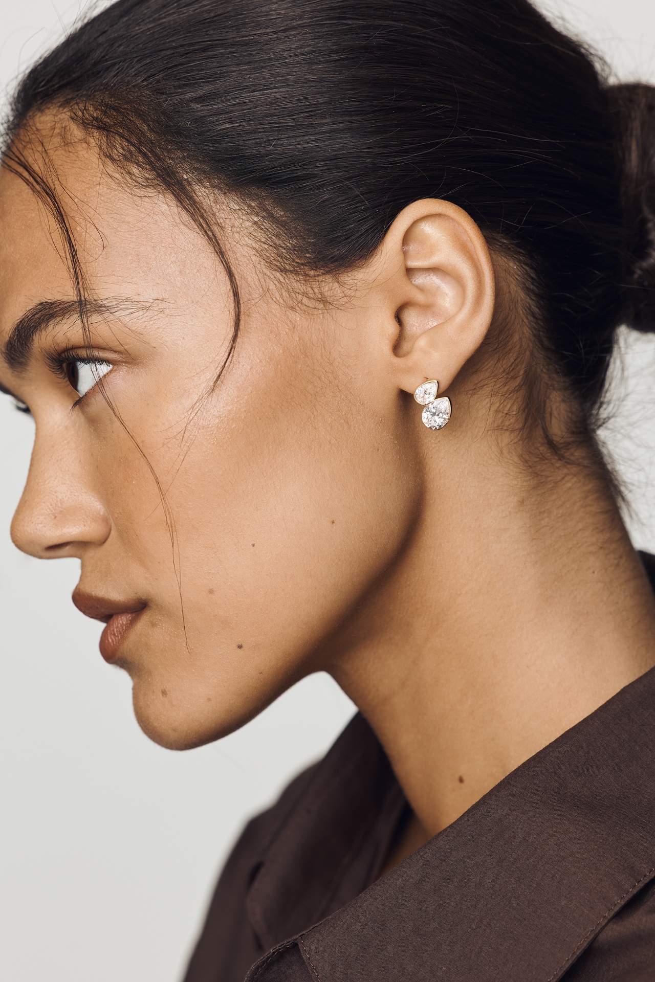 By Anthropologie Demi-Fine Crystal Pear Duet Earrings