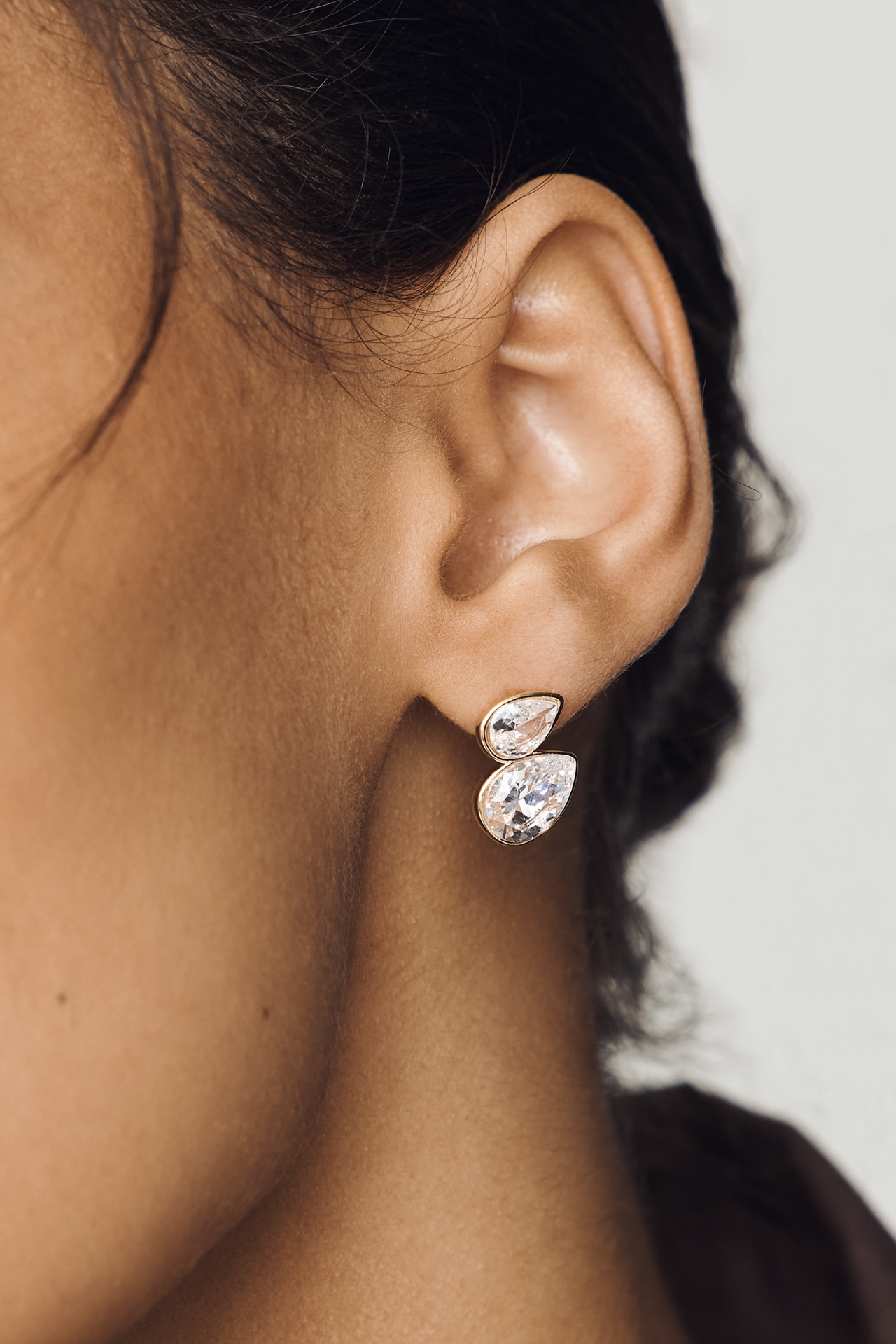 By Anthropologie Demi-Fine Crystal Pear Duet Earrings