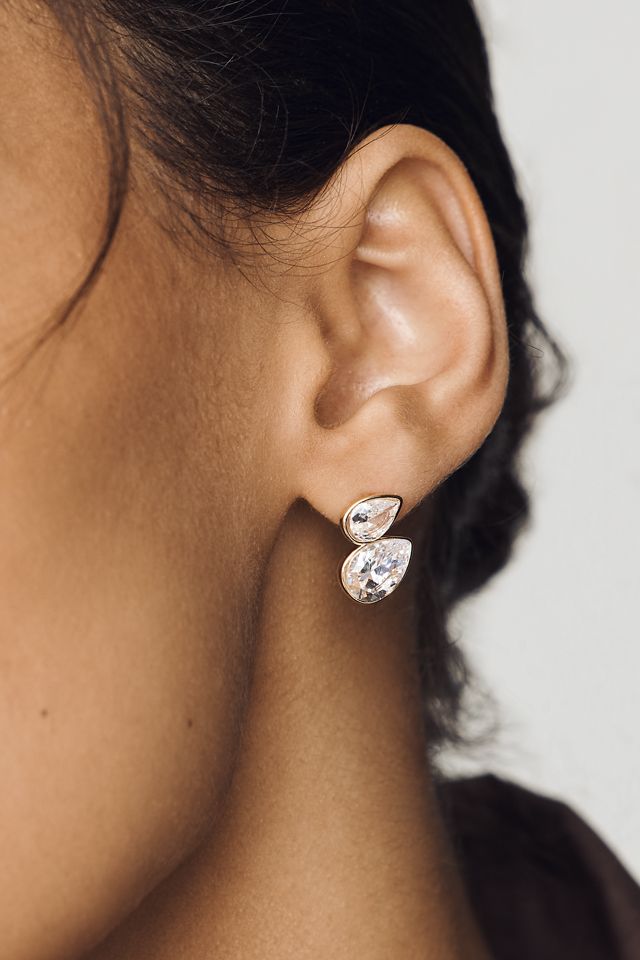 By Anthropologie Demi-Fine Crystal Pear Duet Earrings #1