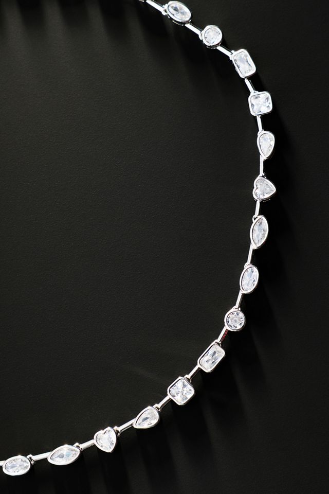 By Anthropologie Demi-Fine Mixed Crystal Tennis Necklace #1