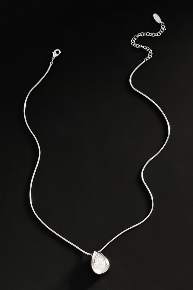 By Anthropologie Demi-Fine Crystal Teardrop Pendant Necklace #2