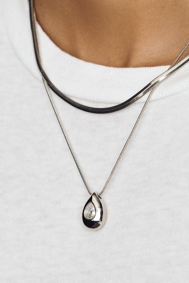 By Anthropologie Demi-Fine Crystal Teardrop Pendant Necklace #1