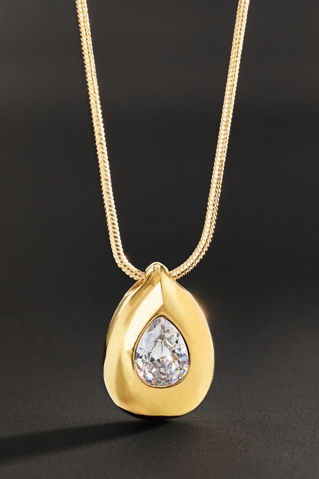 By Anthropologie Demi-Fine Crystal Teardrop Pendant Necklace #1