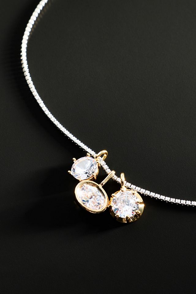 By Anthropologie Demi-Fine Tri-Crystal Necklace #1