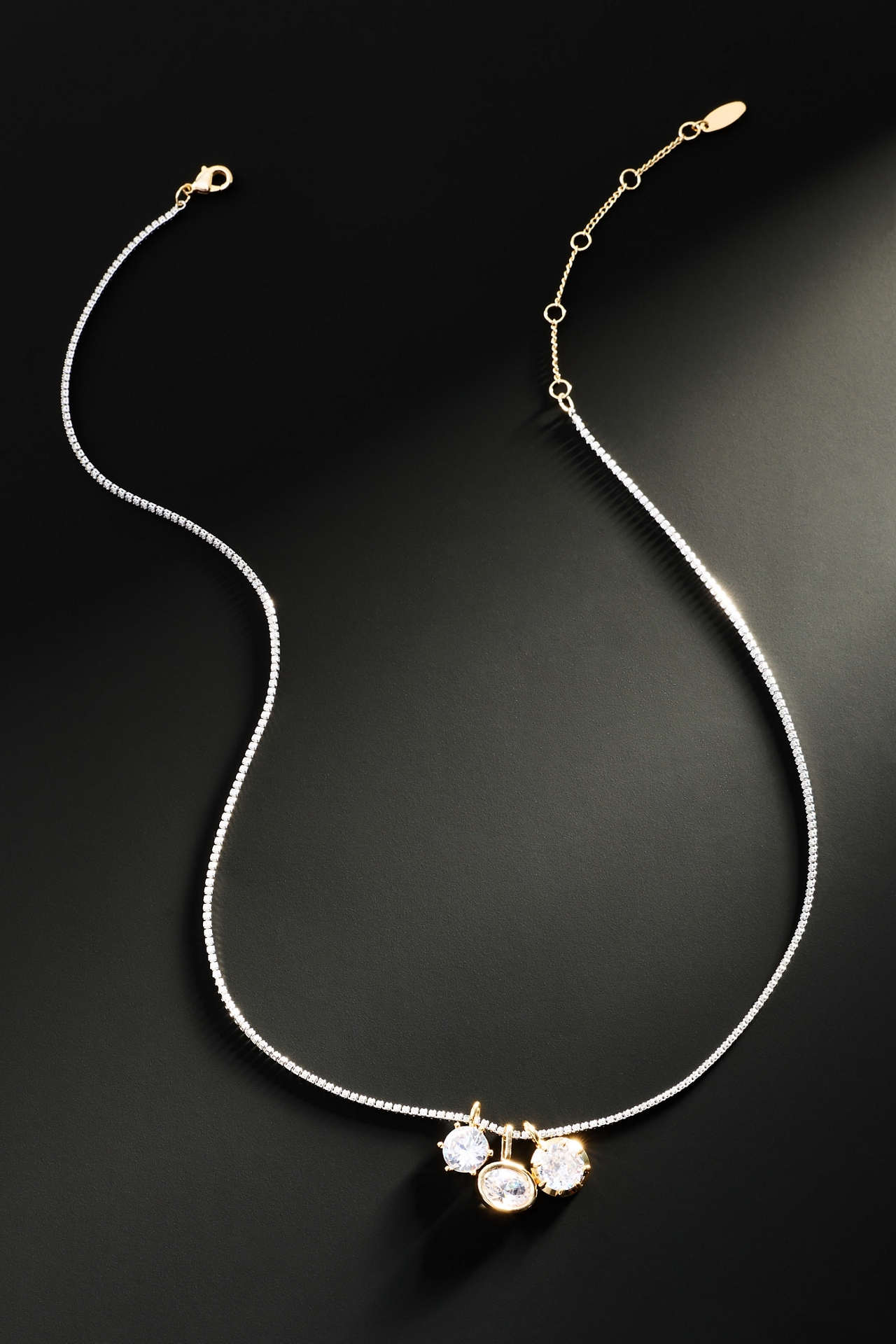 By Anthropologie Demi-Fine Tri-Crystal Necklace