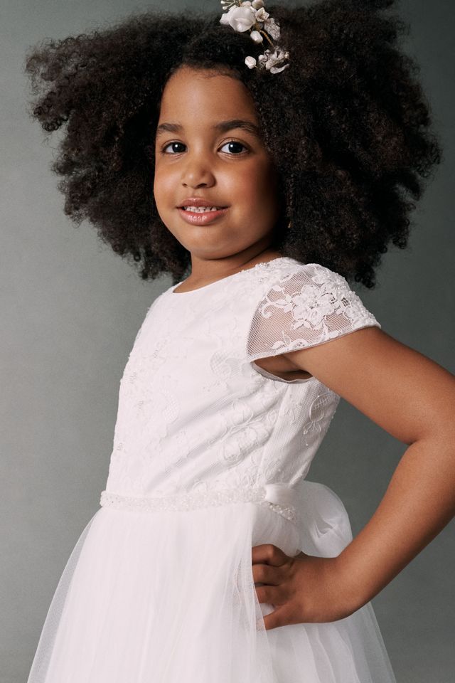 Princess Daliana French Lace Cap Sleeve Flower Girl Dress #1