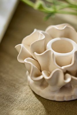 Ruffle Stoneware Taper Holder