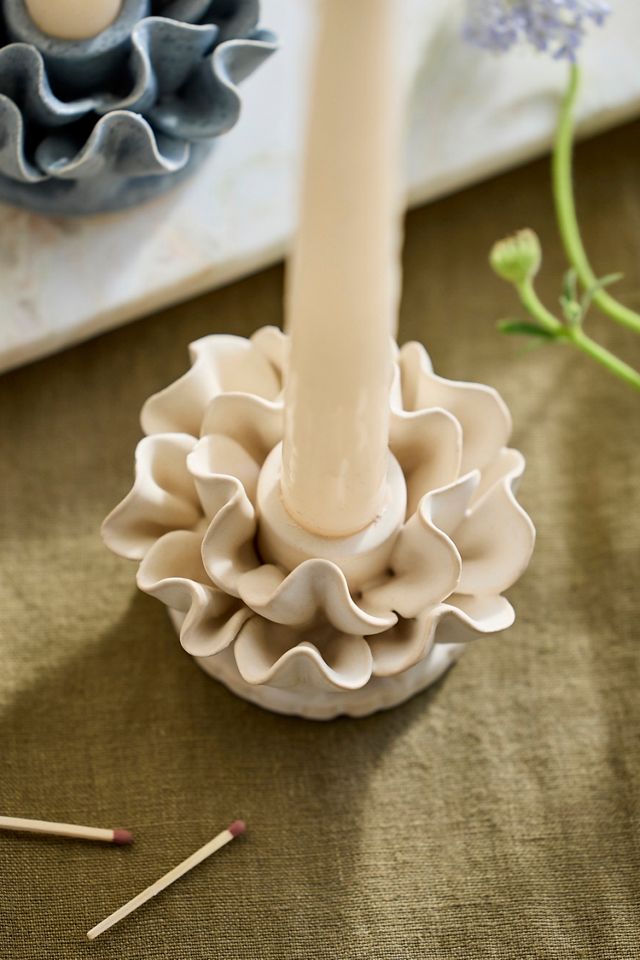 Ruffle Stoneware Taper Holder #1