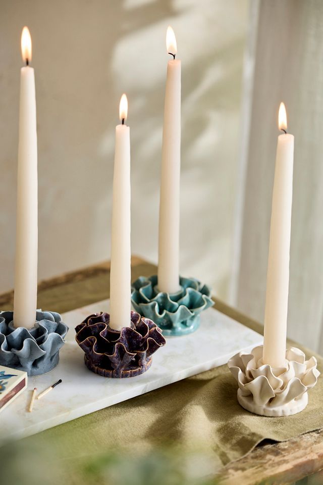 Ruffle Stoneware Taper Holder #2