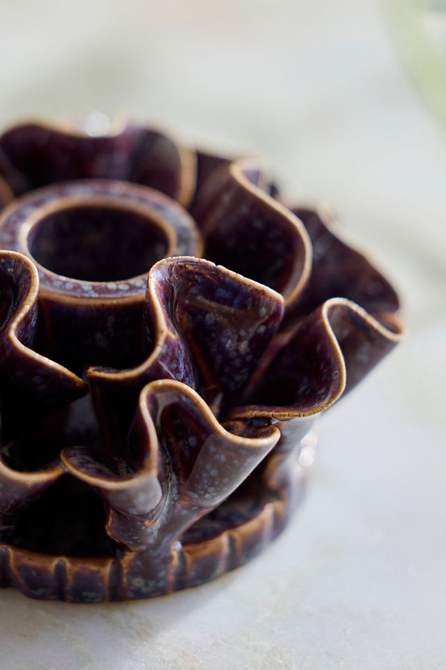 Ruffle Stoneware Taper Holder #2