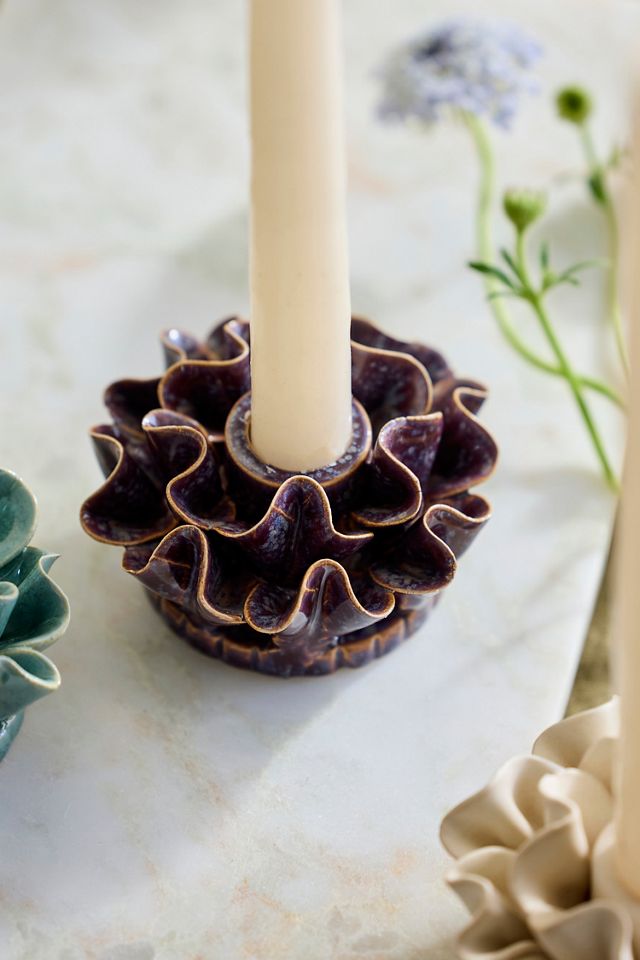 Ruffle Stoneware Taper Holder #1