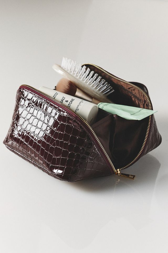 By Anthropologie Top Handle Croc Cosmetic Bag #1