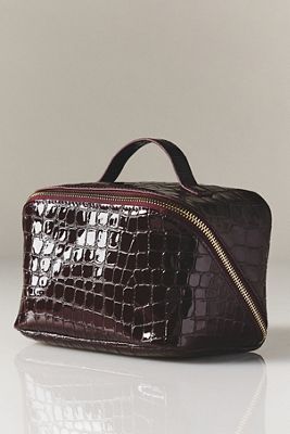 By Anthropologie Top Handle Croc Cosmetic Bag