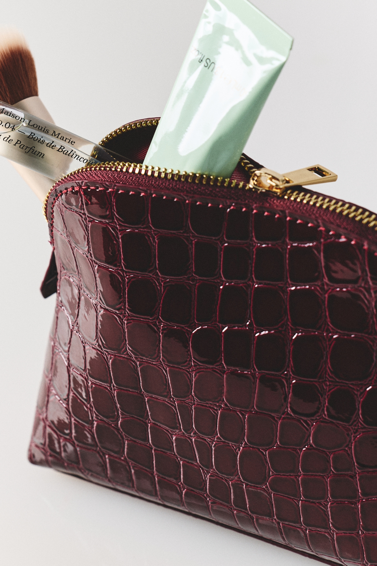 By Anthropologie Half Moon Croc Cosmetic Bag