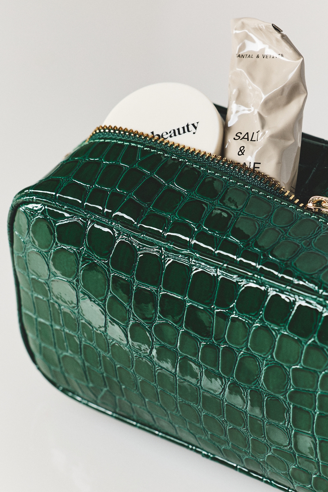 By Anthropologie Rectangle Croc Cosmetic Bag