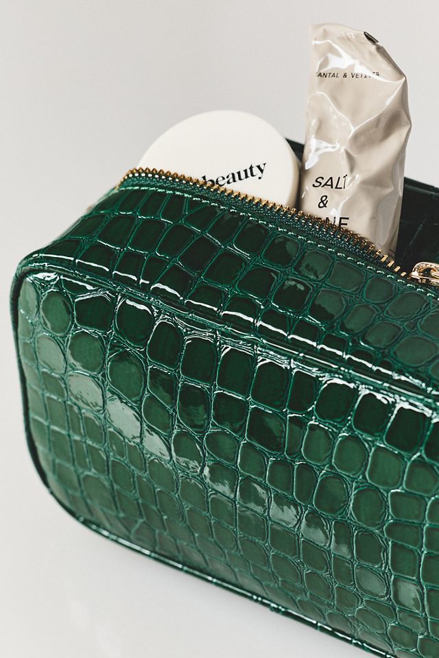 By Anthropologie Rectangle Croc Cosmetic Bag #1