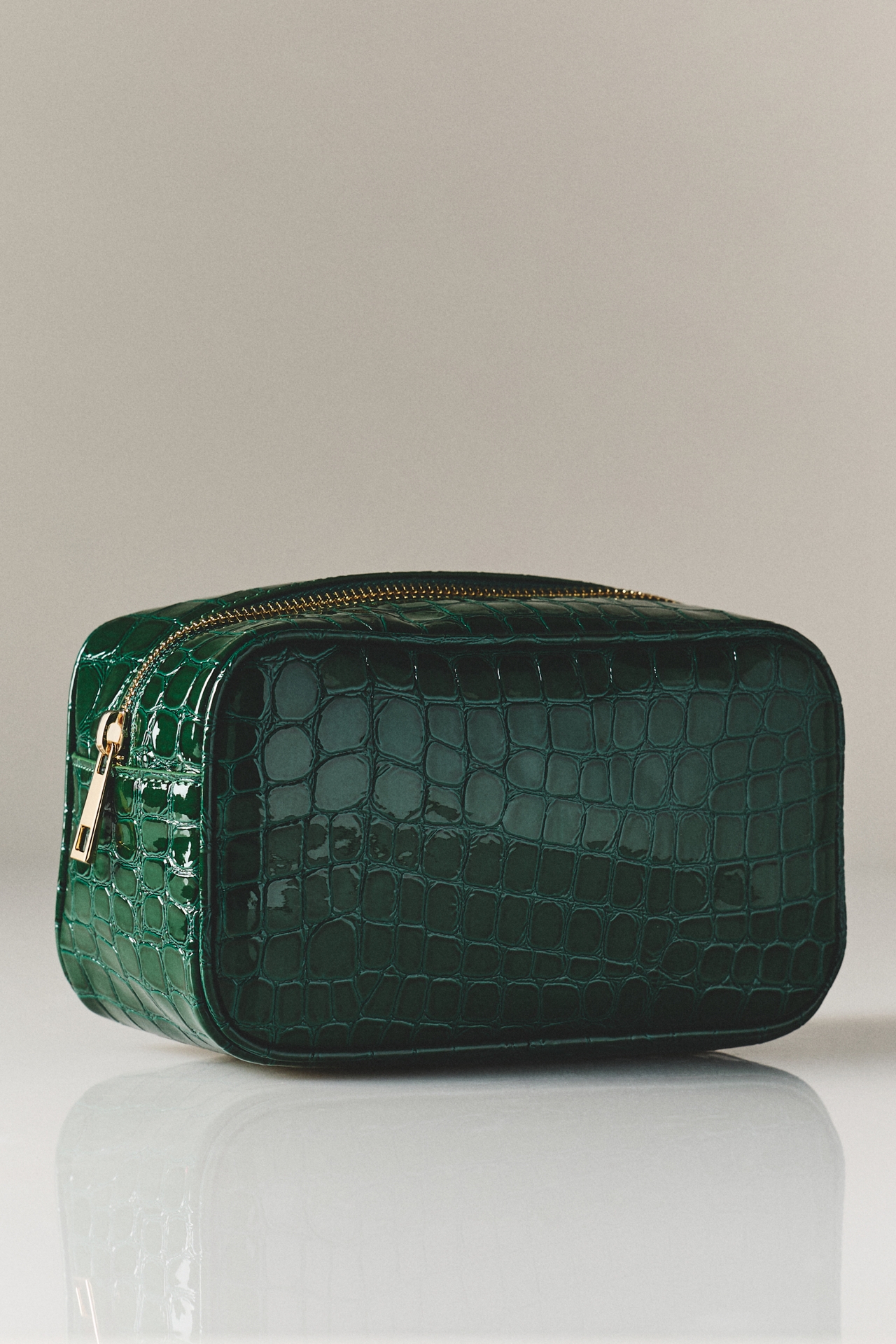 By Anthropologie Rectangle Croc Cosmetic Bag