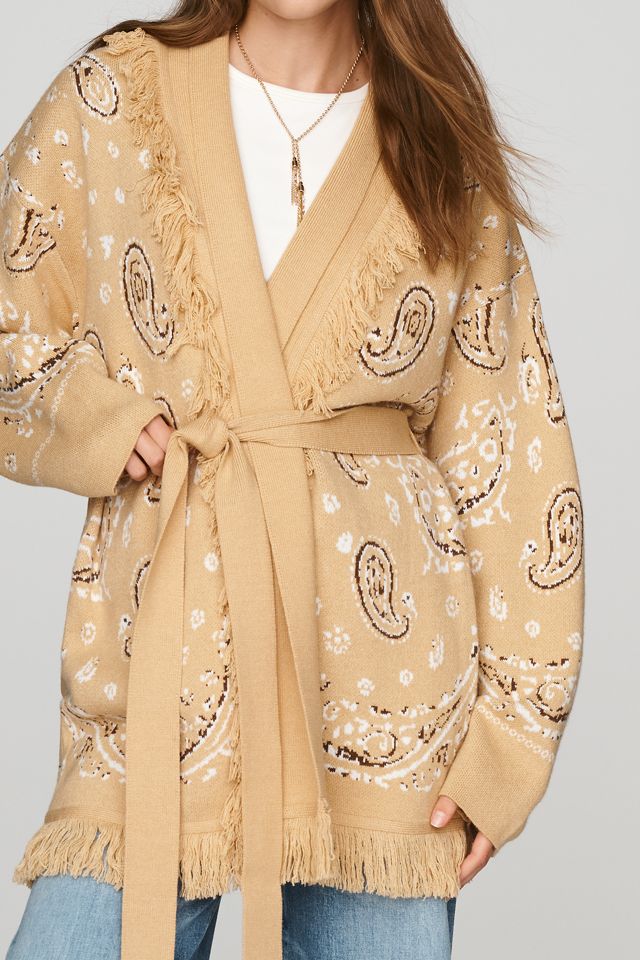 Flat White Fringe Wrap Cardigan Sweater #2