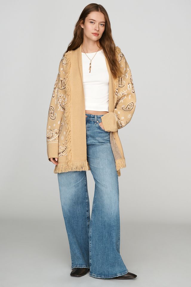 Flat White Fringe Wrap Cardigan Sweater #3