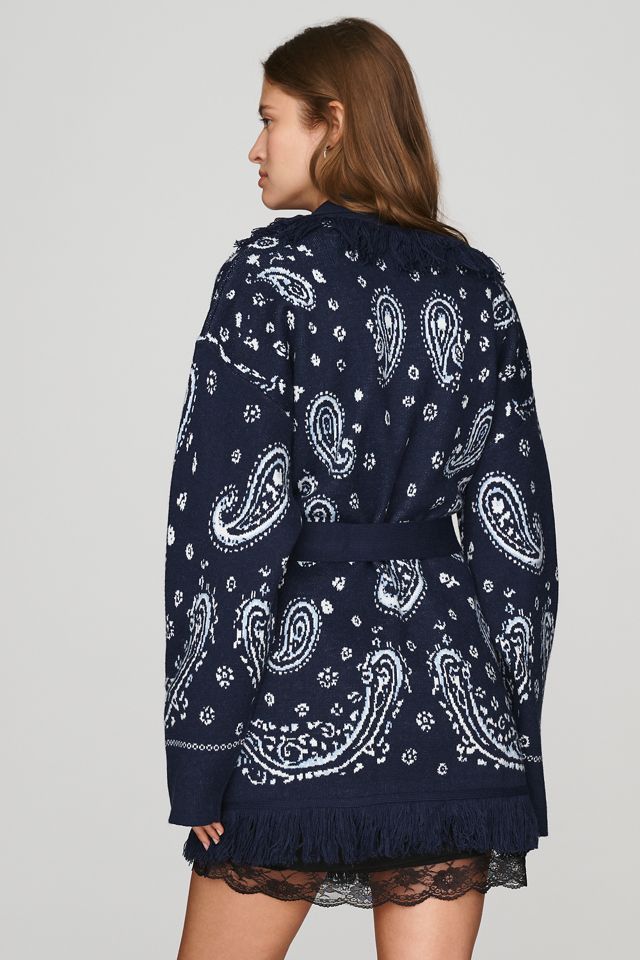 Flat White Fransen-Wickel-Strickjacke #3