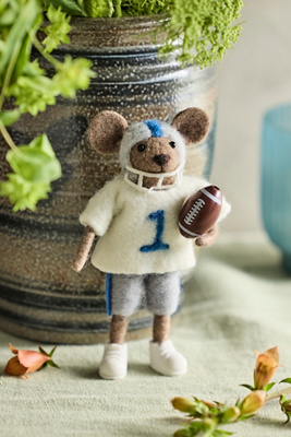 Terrain Football Mouse Felt Critter In White