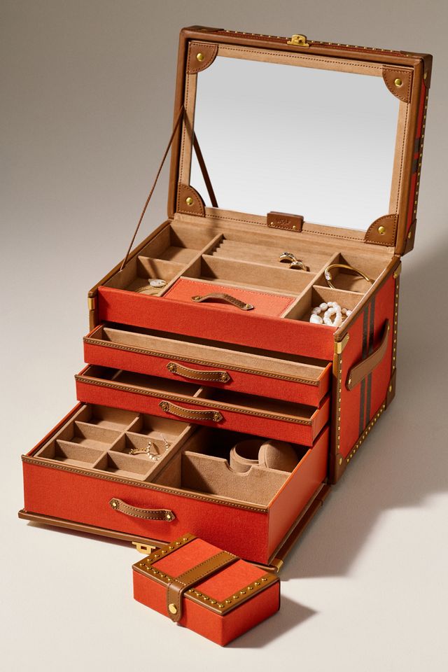 Wolf 1834 Ida Leather Jewelry Trunk Box | AnthroHome